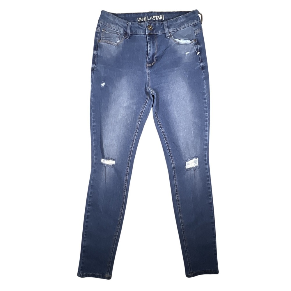 Vanilla Star Women's Size S Skinny Jeans Distressed Ripped Stretch Mid Rise
